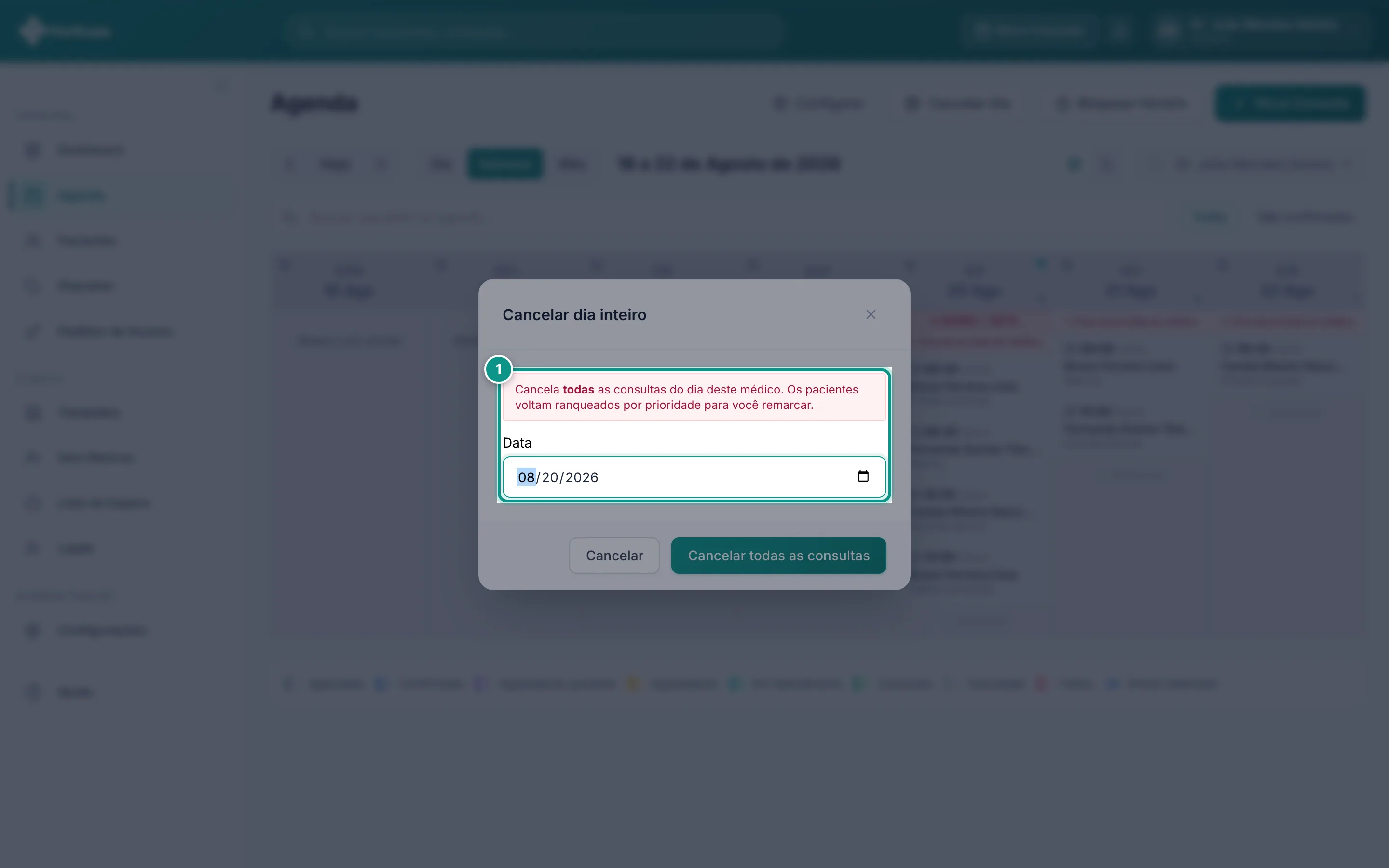 Modal de cancelar o dia inteiro