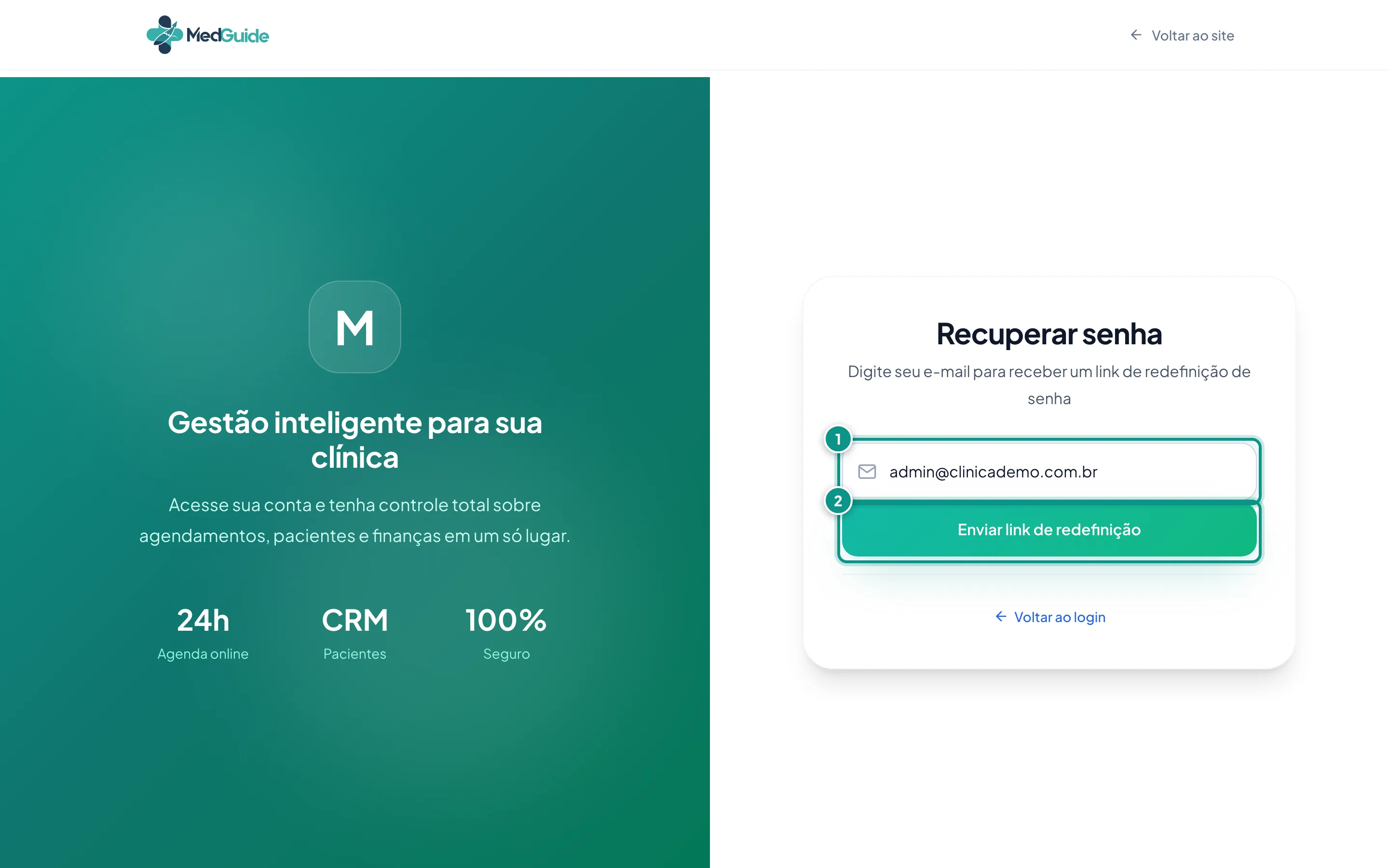 Formulário de recuperação de senha