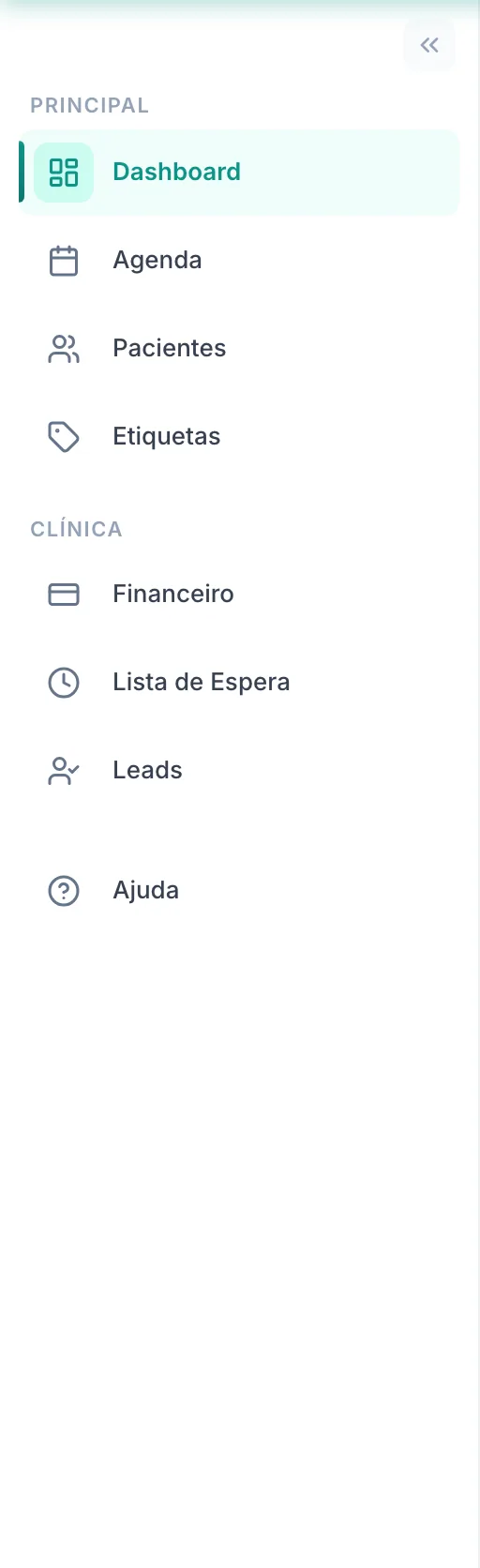 Menu da secretária — a operação do dia